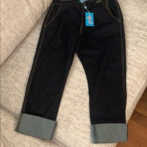 Hell Bunny Capri jeans cuffed dark blue